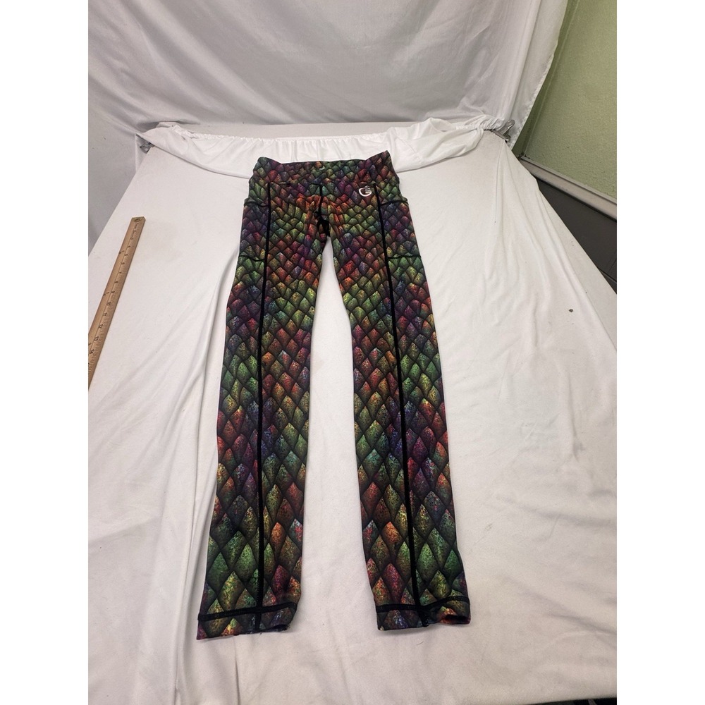 GRRRL LEGGINGS Amanda/Heather Dragon Scales Medium Multi Color  Dark Pockets
